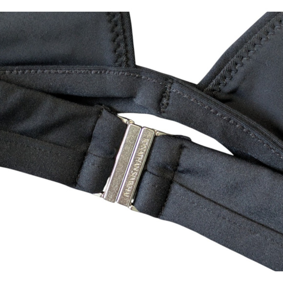 Jonathan Simkhai Harlen Black Tie Back Bikini Top New Size Large Triangle $95 - Picture 8 of 9